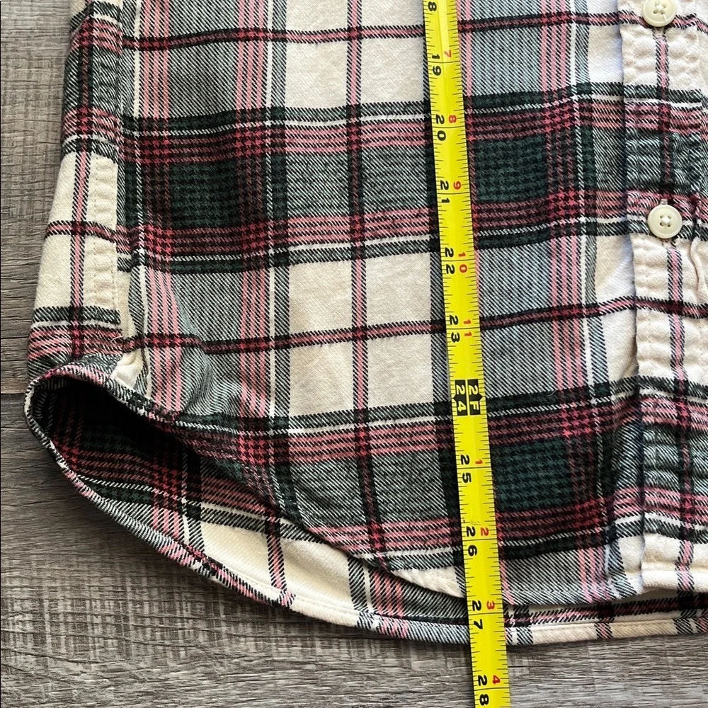 J. Crew Men’s Flannel Plaid Button-Down Shirt, Red Green 100% Cotton, Size S